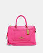 COACH®,EMMA SATCHEL,Leather,Large,Gold/Pink Ruby,Front View