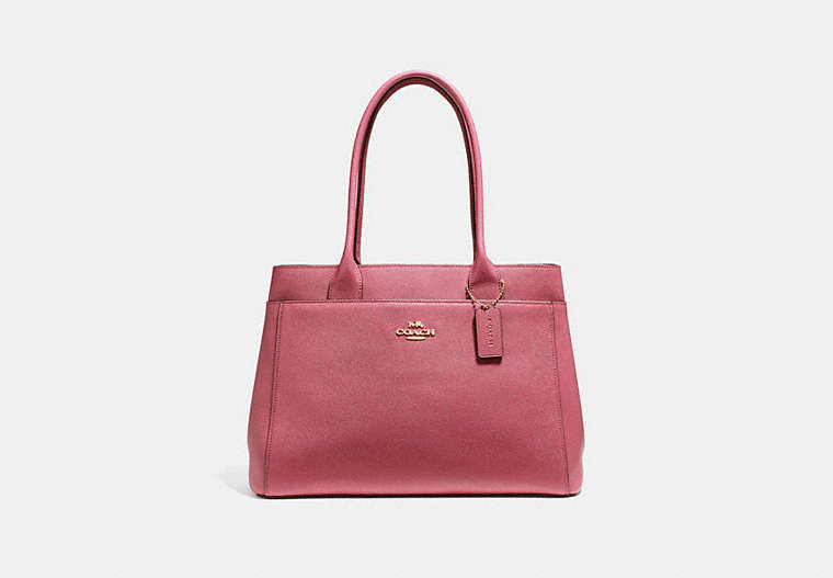 COACH®,CASEY TOTE,Leather,Large,Gold/Strawberry,Front View