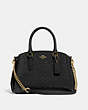 COACH®,MINI SAGE CARRYALL IN SIGNATURE LEATHER,Leather,Medium,Gold/BLACK/BLACK,Front View