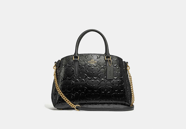 COACH®,SAGE CARRYALL IN SIGNATURE LEATHER,Leather,Large,Gold/BLACK/BLACK,Front View