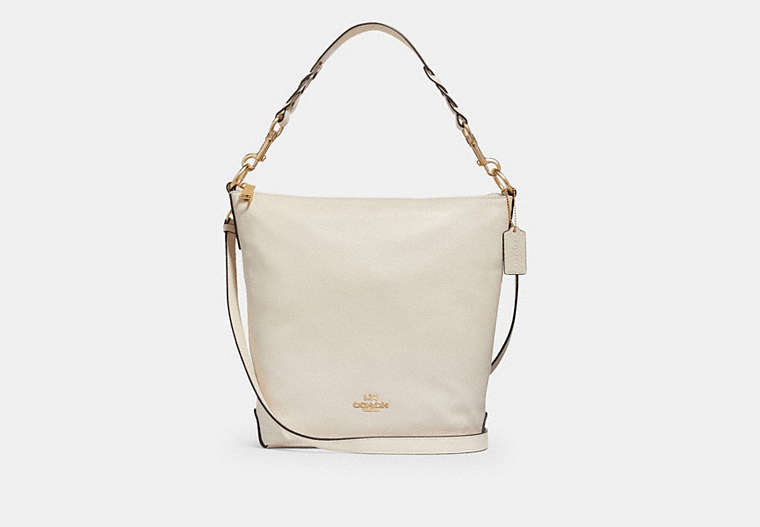 COACH®,ABBY DUFFLE,Leather,Medium,Gold/Chalk,Front View