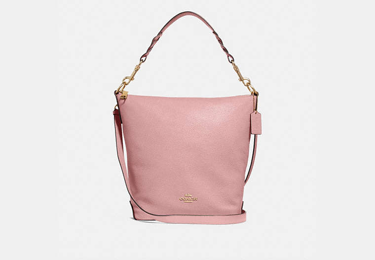 COACH®,ABBY DUFFLE,Leather,Medium,Gold/Pink Petal,Front View