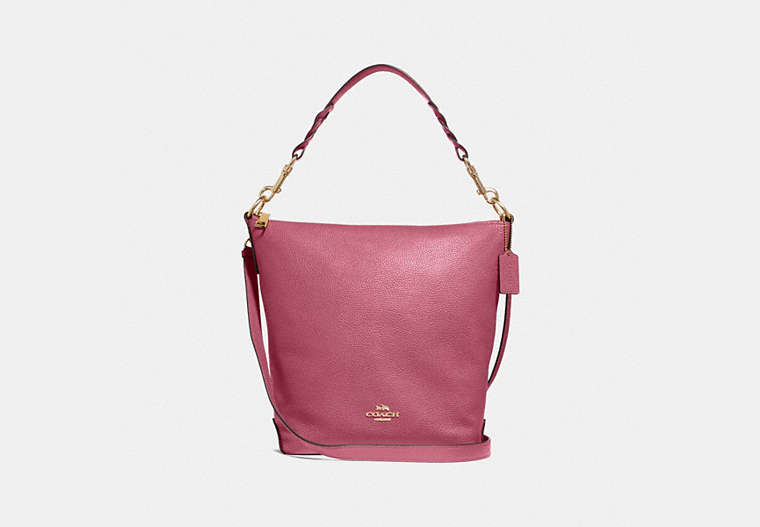 COACH®,ABBY DUFFLE,Leather,Medium,Gold/Rouge,Front View