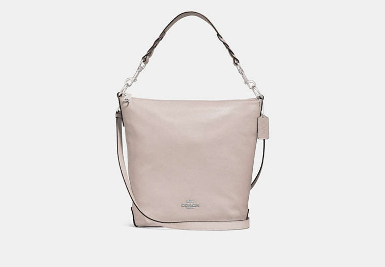 COACH®,ABBY DUFFLE,Leather,Medium,Silver/Grey Birch,Front View