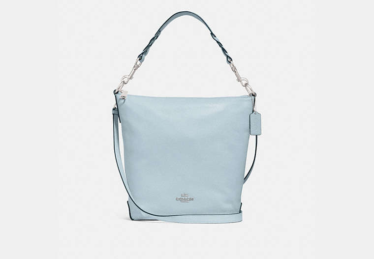 COACH®,ABBY DUFFLE,Leather,Medium,Silver/PALE BLUE,Front View