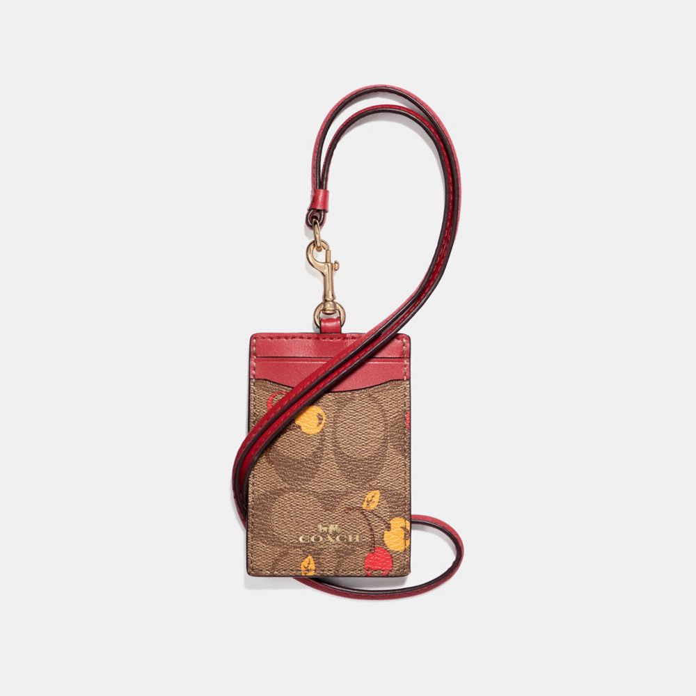 COACH Outlet Id Lanyard In Signature Canvas With Cherry Print