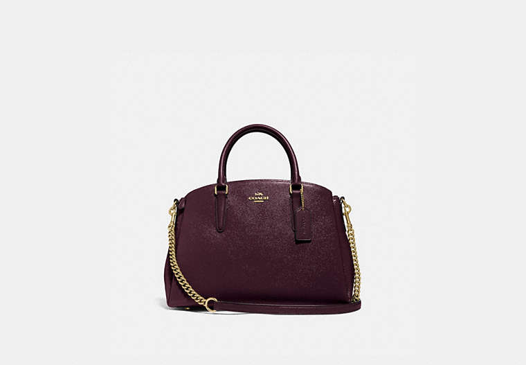 COACH®,SAGE CARRYALL,PU Split Leather,Large,Gold/Oxblood 1,Front View