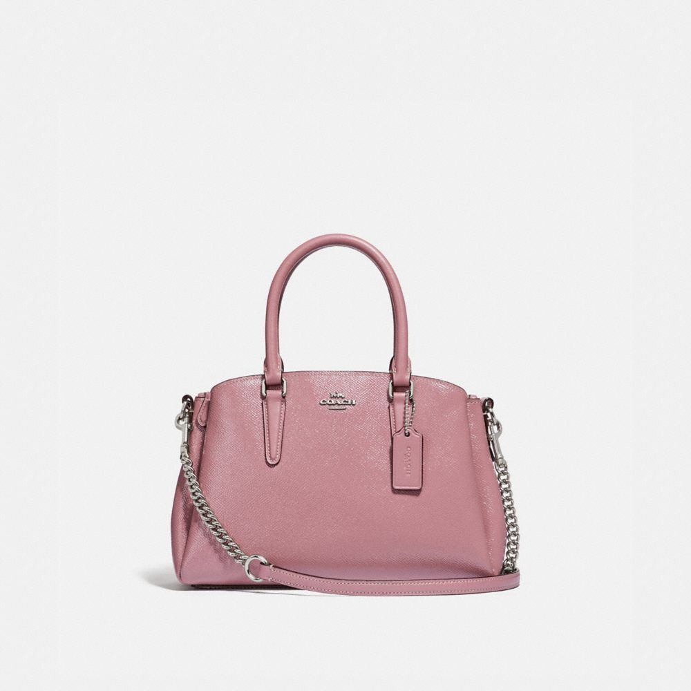 COACH®,MINI SAGE CARRYALL,pusplitleather,Medium,Silver/DUSTY ROSE,Front View
