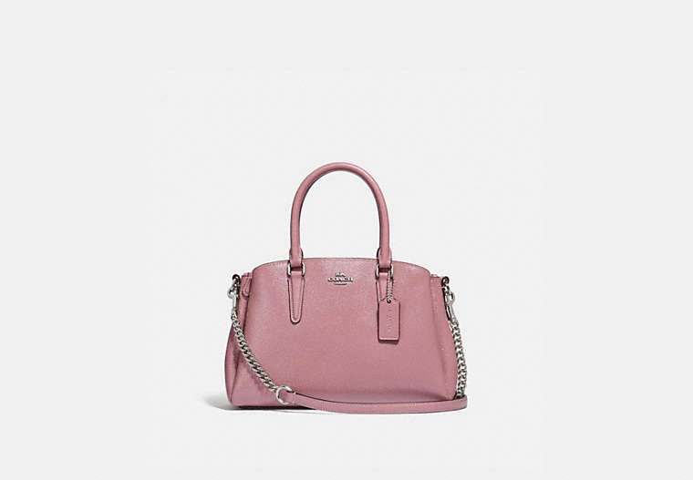 COACH®,MINI SAGE CARRYALL,pusplitleather,Medium,Silver/DUSTY ROSE,Front View