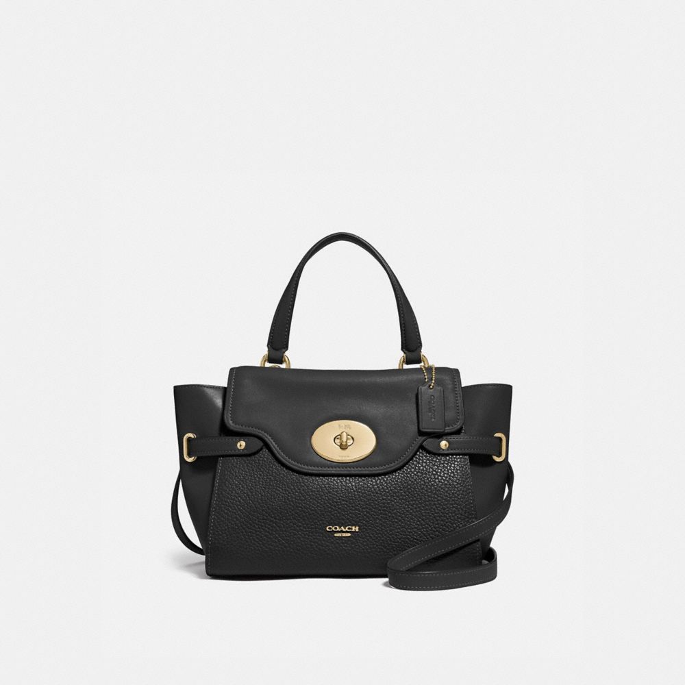 COACH®,BLAKE FLAP CARRYALL,Leather,Medium,Gold/Black,Front View