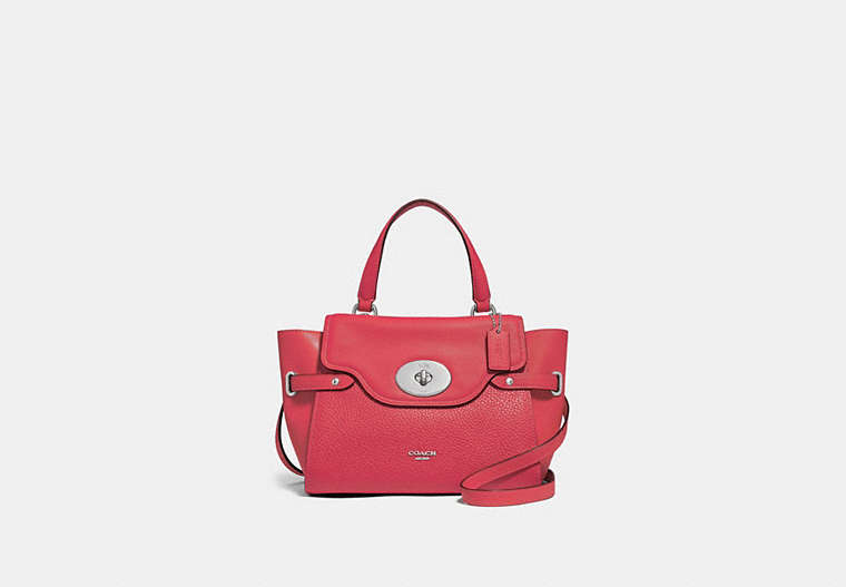 COACH®,BLAKE FLAP CARRYALL,Leather,Medium,Silver/Washed Red,Front View