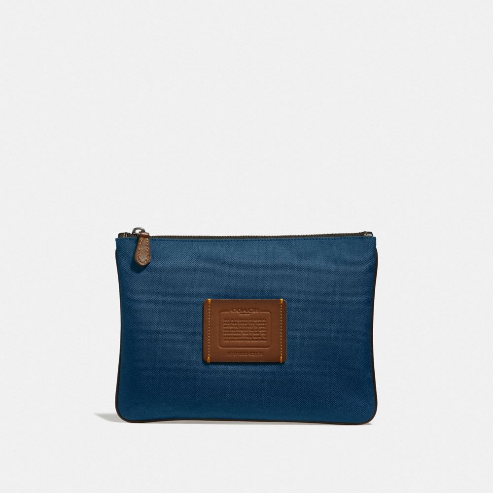 COACH®,MULTIFUNCTIONAL POUCH,Leather,BRIGHT NAVY,Front View