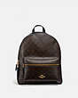 COACH®,MEDIUM CHARLIE BACKPACK IN SIGNATURE CANVAS,pvc,Small,Gold/Brown Black,Front View