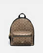 COACH®,MEDIUM CHARLIE BACKPACK IN SIGNATURE CANVAS,pvc,Small,Gold/KHAKI/BLACK,Front View