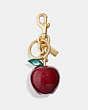 COACH®,APPLE BAG CHARM,Metal Resin,Gold/Red,Front View
