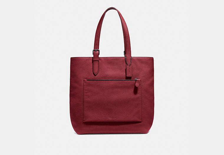 COACH®,METROPOLITAN SOFT TOTE,Pebbled Leather,Large,Gunmetal/Red Currant,Front View