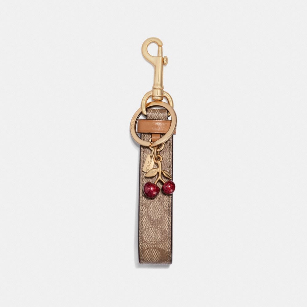 US and Japan Online - COACH Signature Charm Loop Bag Charm KHAKI/GOLD STYLE  NO. F32670 ราคา PRODUCT DETAILS - Signature coated canvas and refined calf  leather - Attached split key ring and
