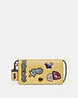 COACH®,DISNEY X COACH DINKY WITH PATCHES,Leather,Mini,Black Copper/Sunflower,Front View