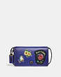 COACH®,DISNEY X COACH DINKY WITH PATCHES,Leather,Mini,Pewter/Purple,Front View