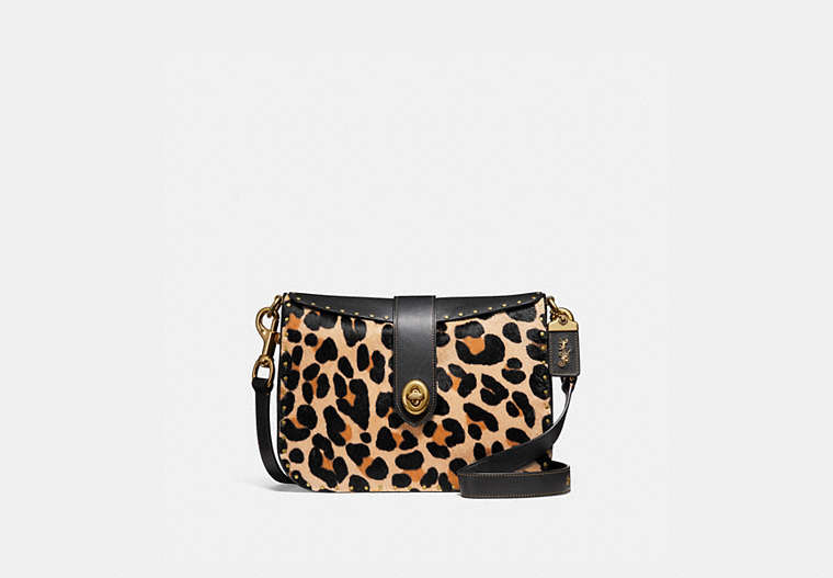 COACH®,PAGE 27 WITH LEOPARD PRINT,Haircalf,Mini,Brass/Leopard,Front View