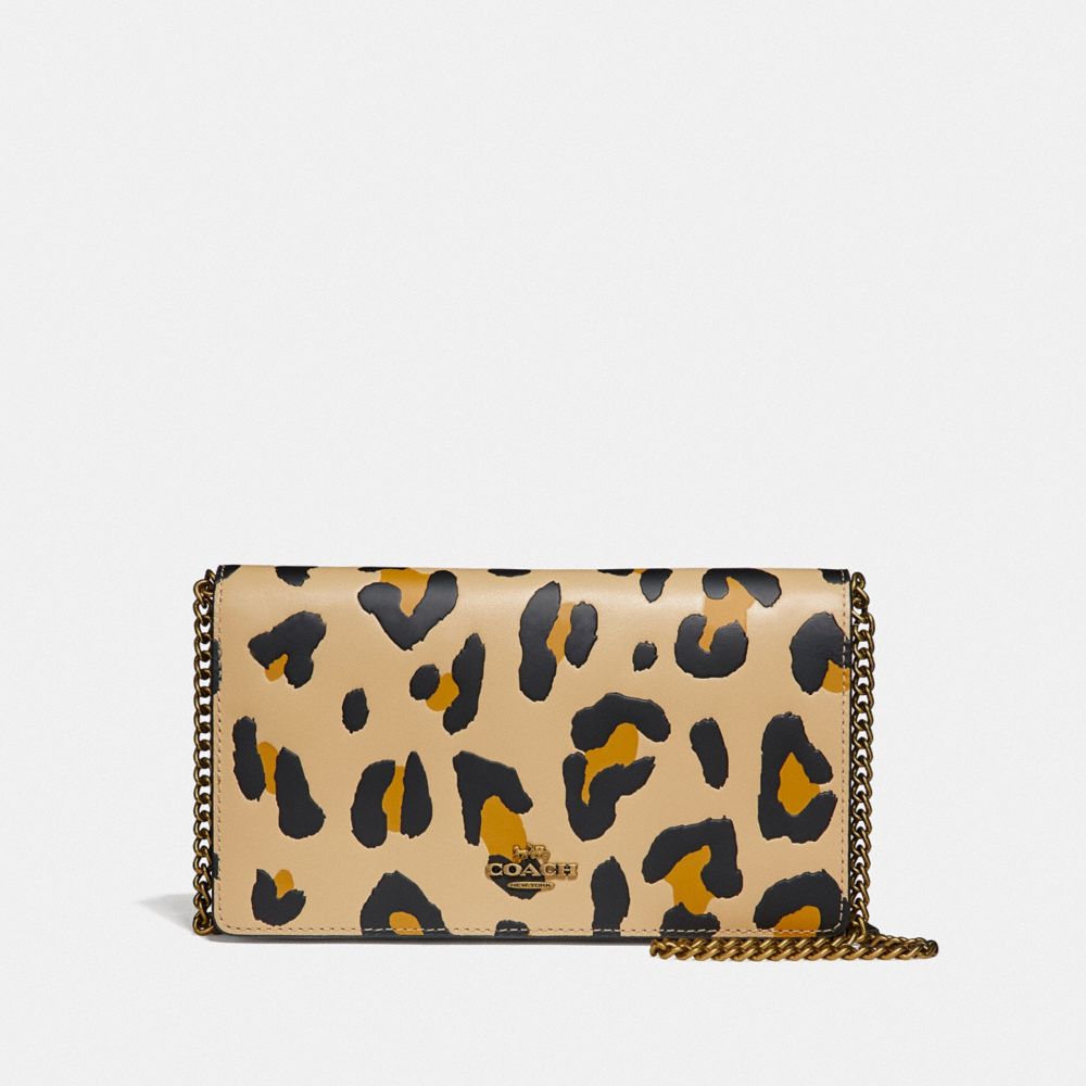 COACH® | Callie Foldover Chain Clutch With Leopard Print