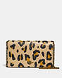 COACH®,CALLIE FOLDOVER CHAIN CLUTCH WITH LEOPARD PRINT,Leather,Mini,Brass/Leopard,Front View