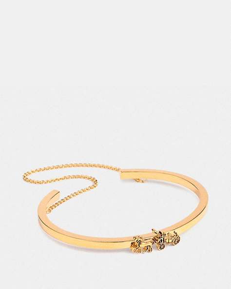 COACH®,HORSE AND CARRIAGE DOUBLE CHAIN CUFF,Gold,Front View