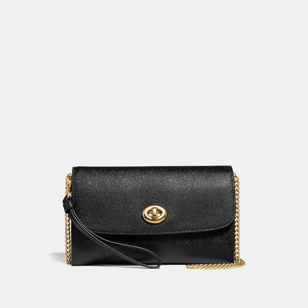 Black coach bag with best sale gold chain