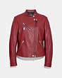 COACH®,UPTOWN RACER JACKET,Other Leather,Cherry,Front View