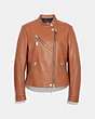 COACH®,UPTOWN RACER JACKET,Other Leather,Saddle,Front View
