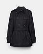 COACH®,SHORT TRENCH,cotton,Black,Front View