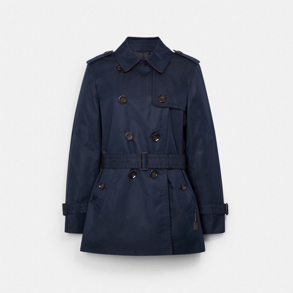 COACH®,SHORT TRENCH,Navy,Front View