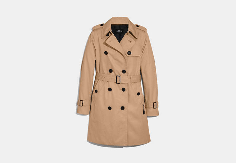 COACH®,TRENCH,cotton,Classic Khaki,Front View image number 0