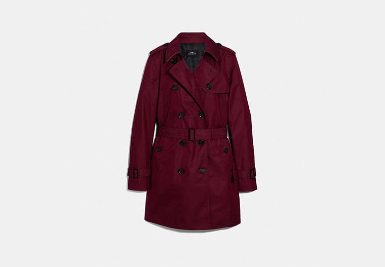 COACH®,TRENCH,cotton,Wine,Front View