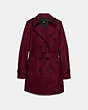 COACH®,TRENCH,cotton,Wine,Front View