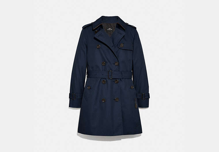 COACH®,TRENCH,cotton,NAVY,Front View
