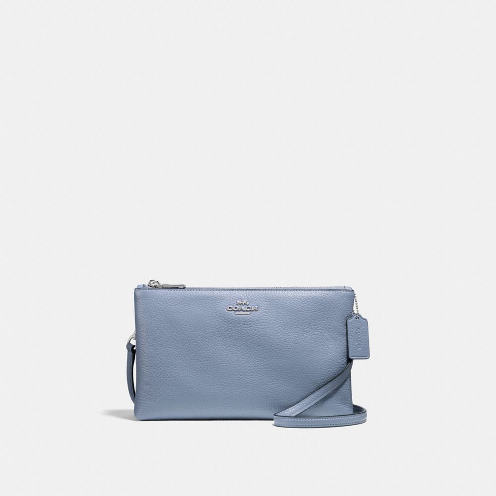COACH®,LYLA CROSSBODY,Leather,Small,Silver/Steel Blue,Front View