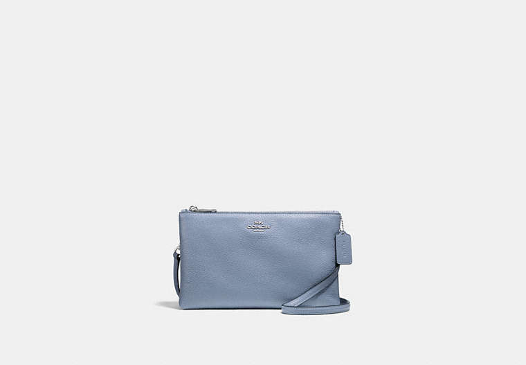 COACH®,LYLA CROSSBODY,Leather,Small,Silver/Steel Blue,Front View