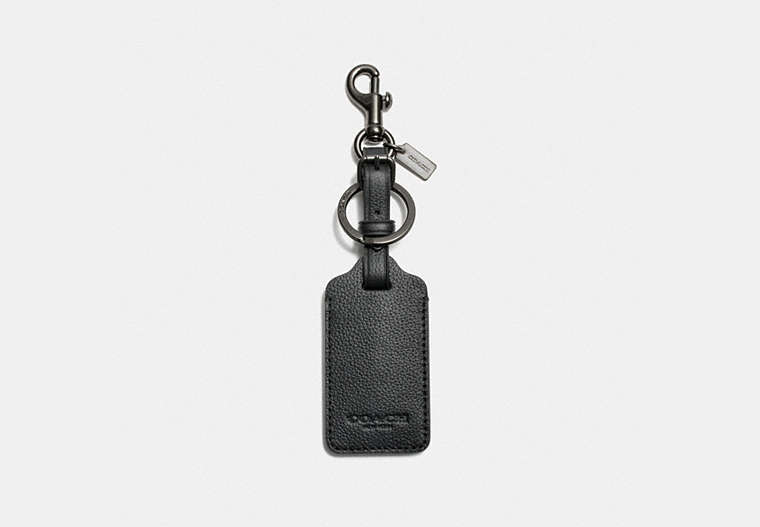 COACH®,LUGGAGE TAG,Leather,Gunmetal/Black,Front View