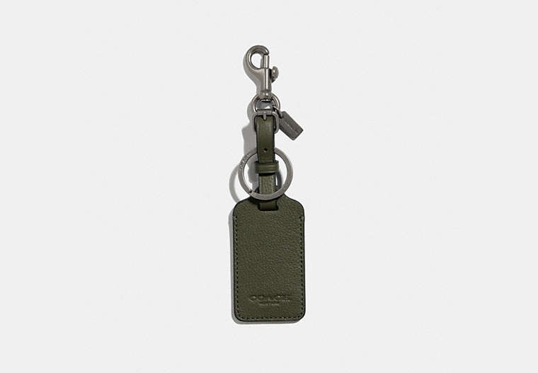 COACH®,LUGGAGE TAG,Leather,Gunmetal/Juniper,Front View