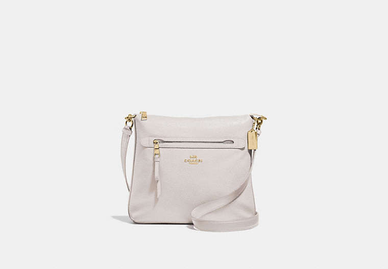 COACH®,MAE FILE CROSSBODY,Leather,Medium,Gold/Chalk,Front View