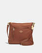 COACH®,MAE FILE CROSSBODY,Leather,Medium,Gold/Saddle 2,Front View
