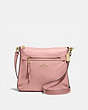 COACH®,MAE FILE CROSSBODY,Leather,Medium,Gold/Pink Petal,Front View
