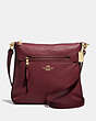 COACH®,MAE FILE CROSSBODY,Leather,Medium,Gold/Wine,Front View