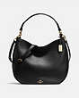 COACH®,MAE HOBO,Leather,Small,Light Gold/Black,Front View