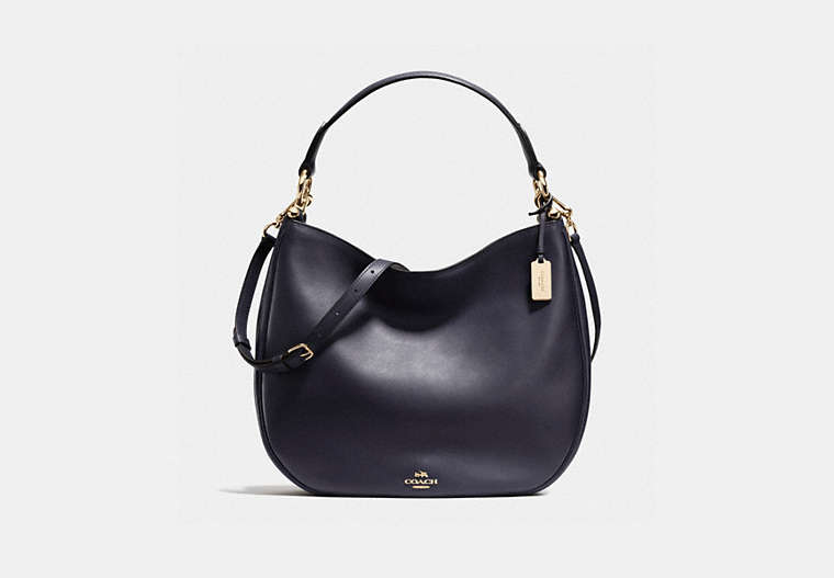 COACH®,MAE HOBO,Leather,Small,Light Gold/Navy,Front View