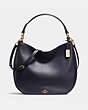 COACH®,MAE HOBO,Leather,Small,Light Gold/Navy,Front View