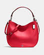 COACH®,MAE HOBO,Leather,Small,Silver/True Red,Front View