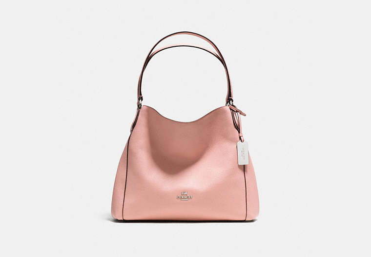 COACH®,EDIE SHOULDER BAG 31,Leather,Small,Silver/Blush,Front View