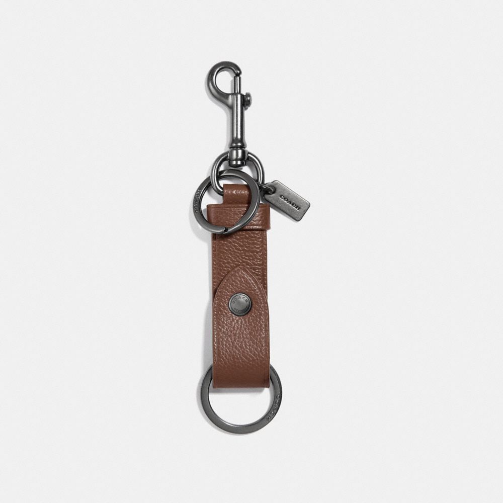 COACH®,VALET KEY FOB,Gunmetal/Saddle,Front View